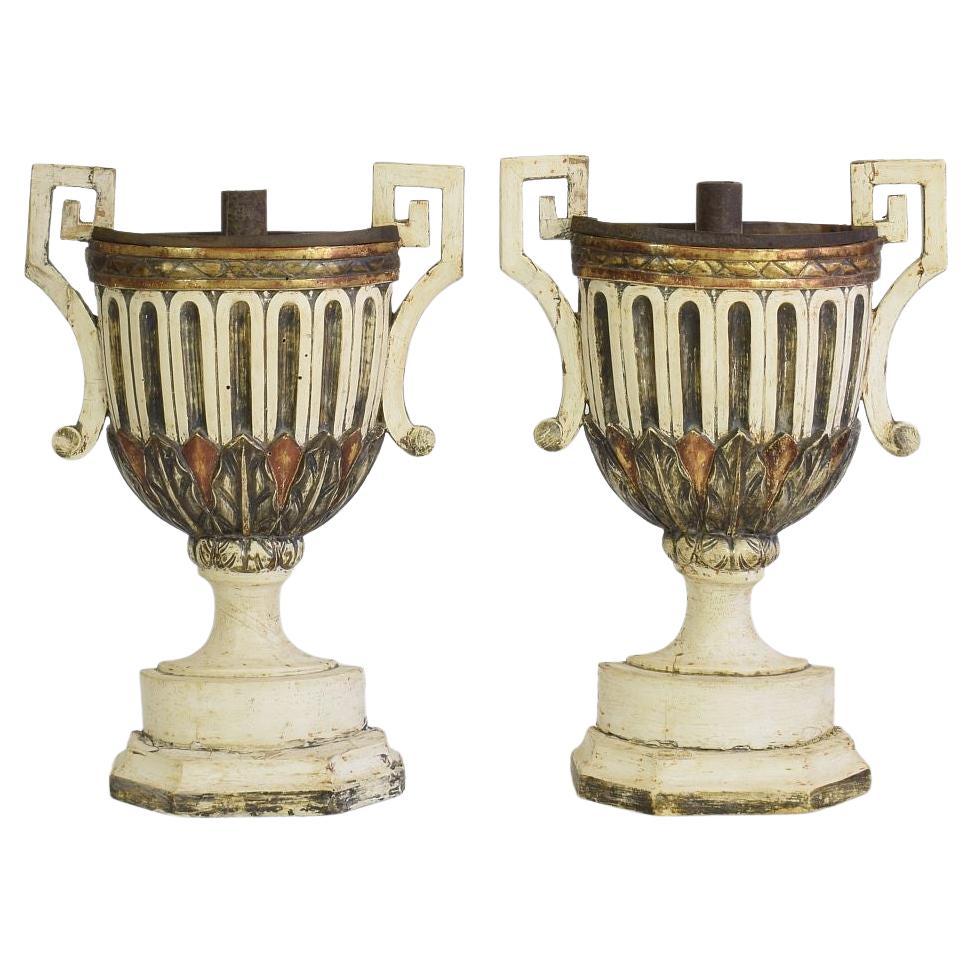 Pair of 18th Century Italian Neoclassical Altar Candleholders For Sale