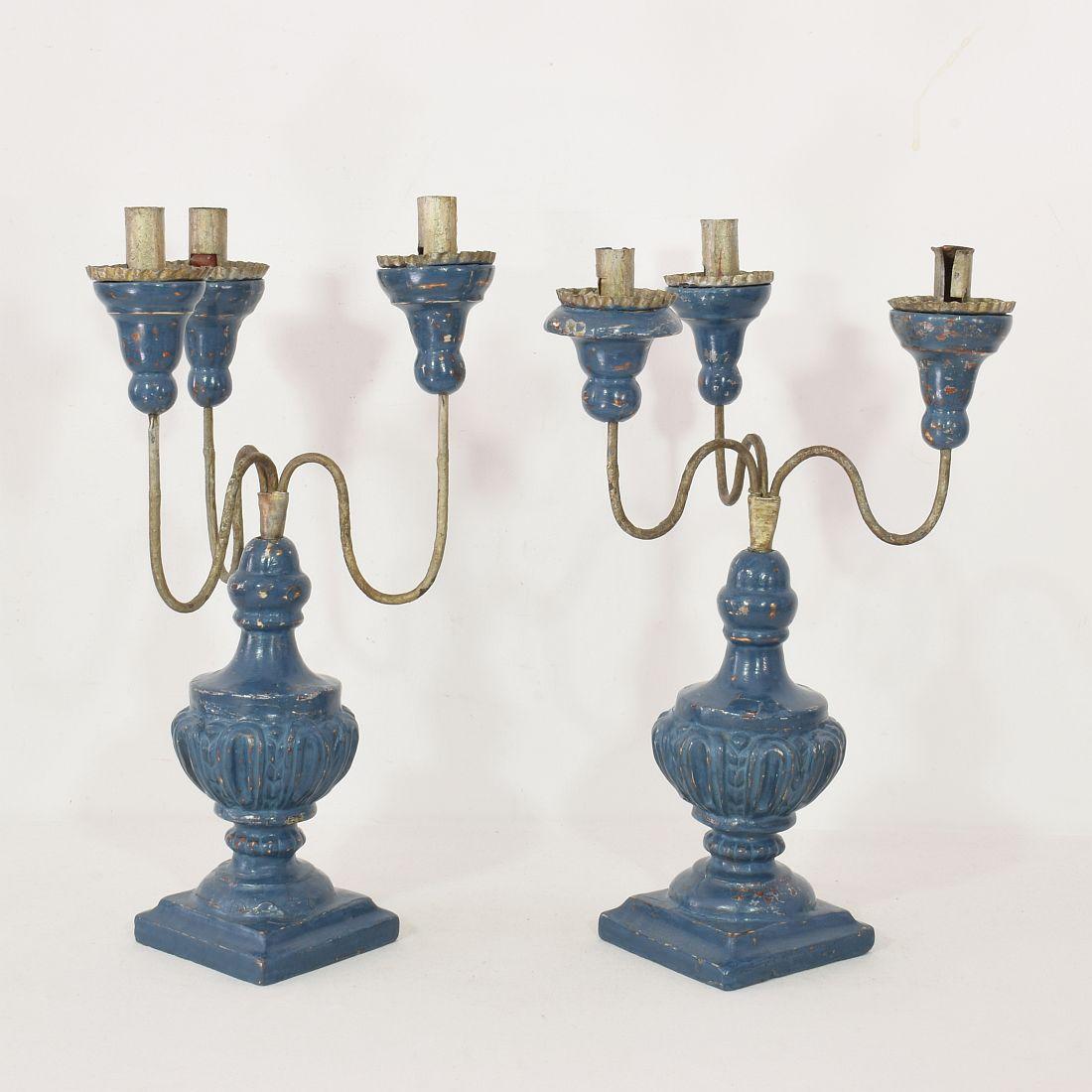 18th Century and Earlier Pair of 18th Century Italian Neoclassical Candleholders