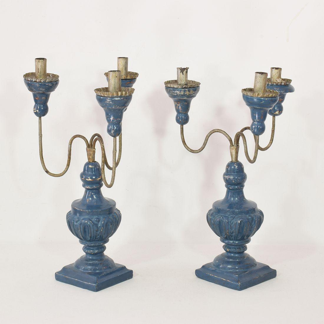 Pair of 18th Century Italian Neoclassical Candleholders 3