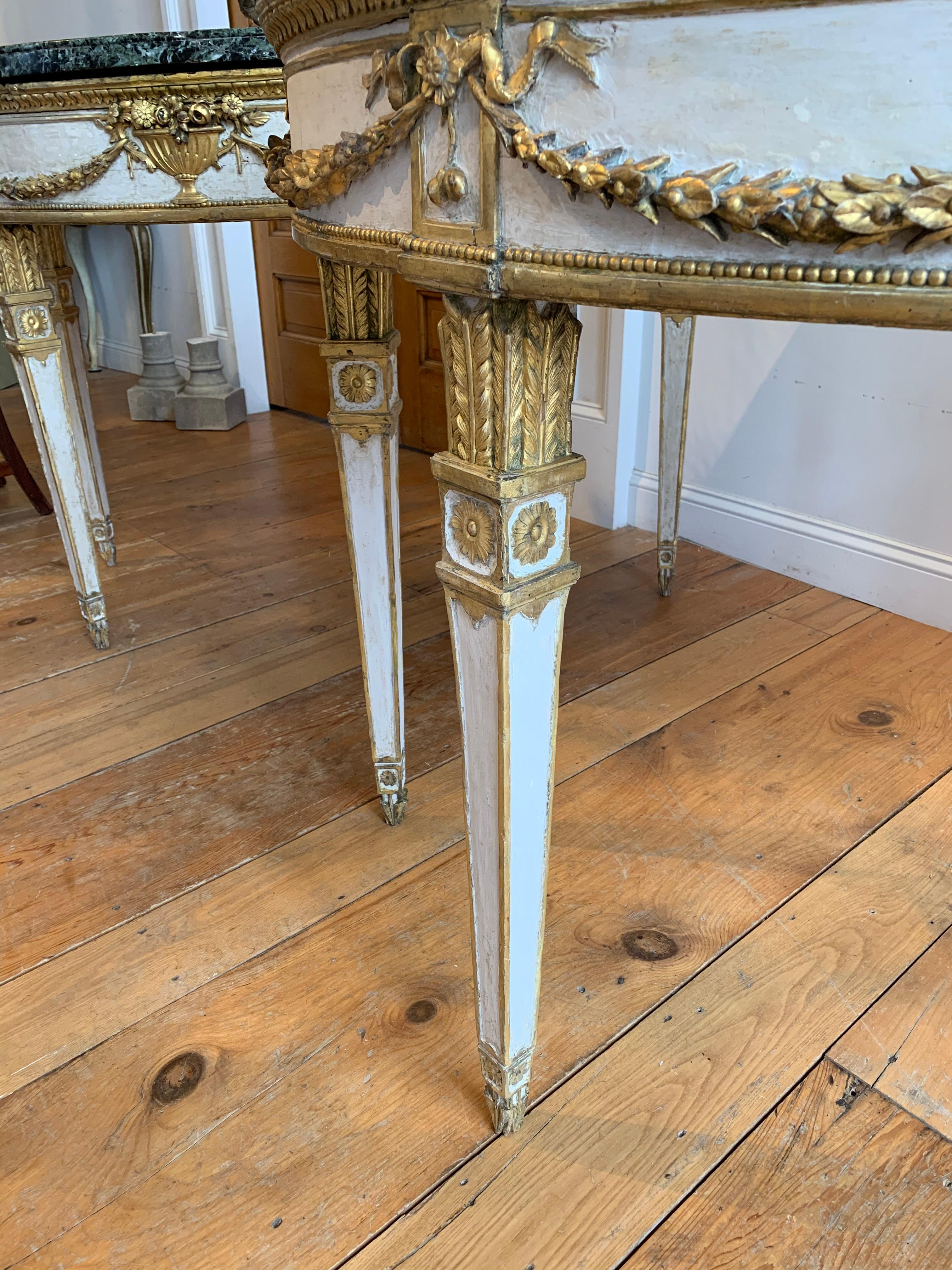 Pair of 18th Century Italian Neoclassical Demi-lune Console Tables 2