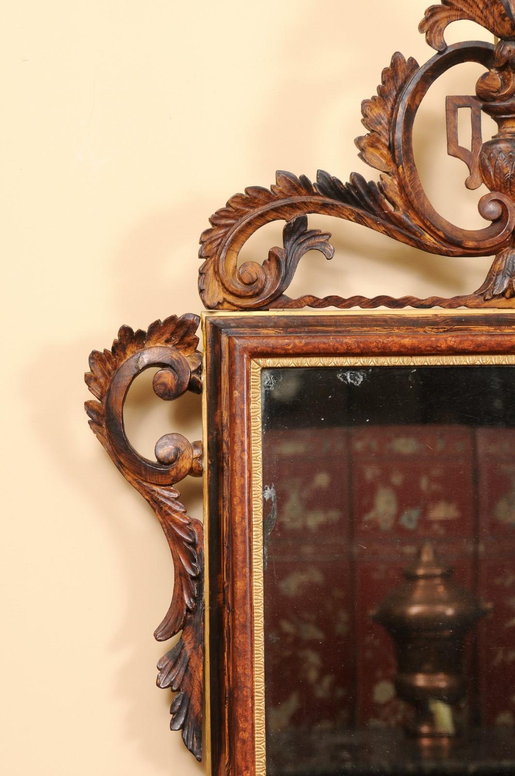 Pair of 19th Century Italian Neoclassical Faux Grain Painted Mirrors  For Sale 1