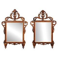 Antique Pair of 19th Century Italian Neoclassical Faux Grain Painted Mirrors 