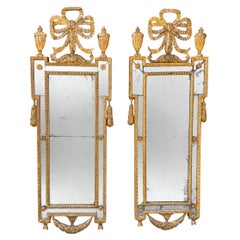 Pair of 18th-Century Italian Neoclassical Giltwood Mirrors with Original Glass