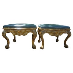 Pair of 18th Century Italian Painted and Giltwood Benches