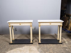 Pair of 18th Century Italian Painted Consoles with Marble Tops