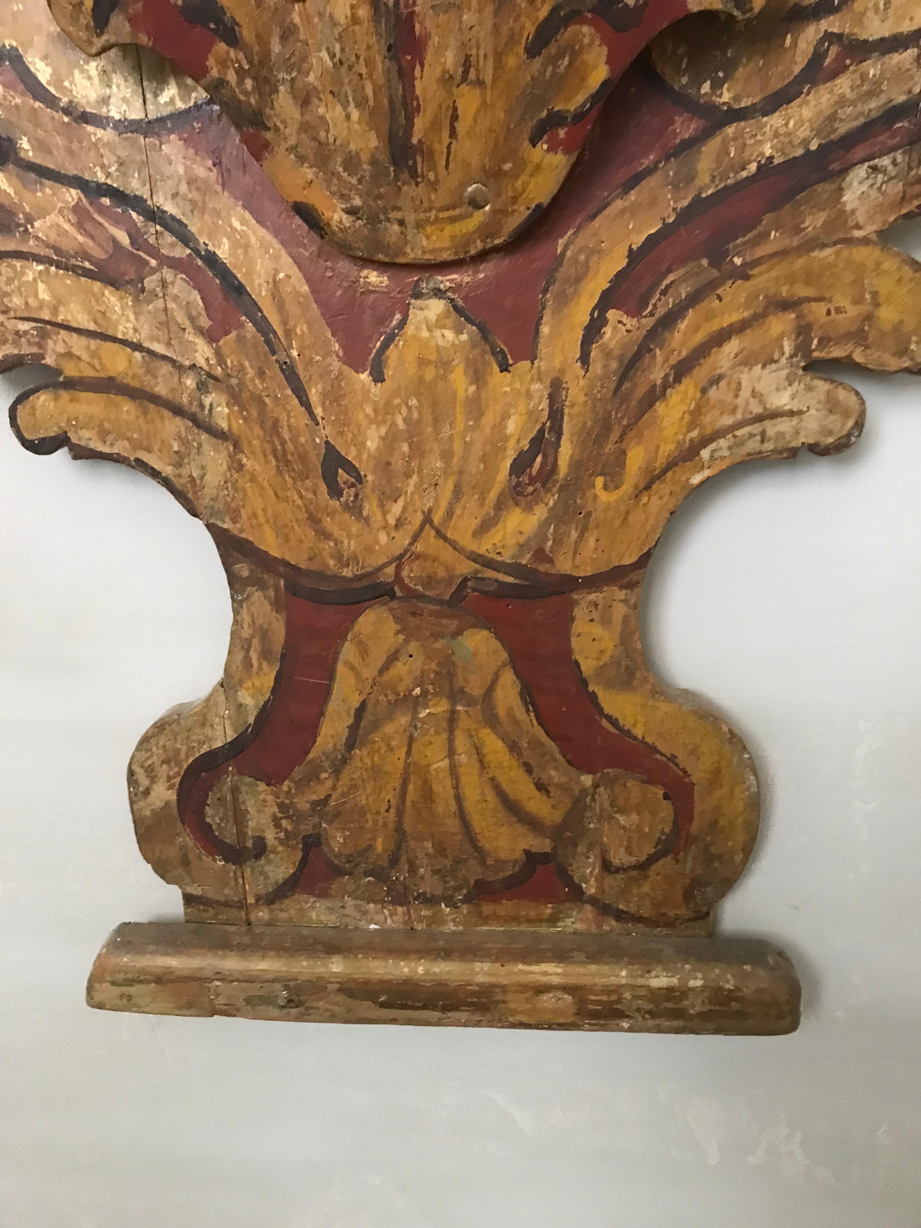 Pair of 18th Century Carved Italian Painted Wood Wall Sconces with Three Lights For Sale 1
