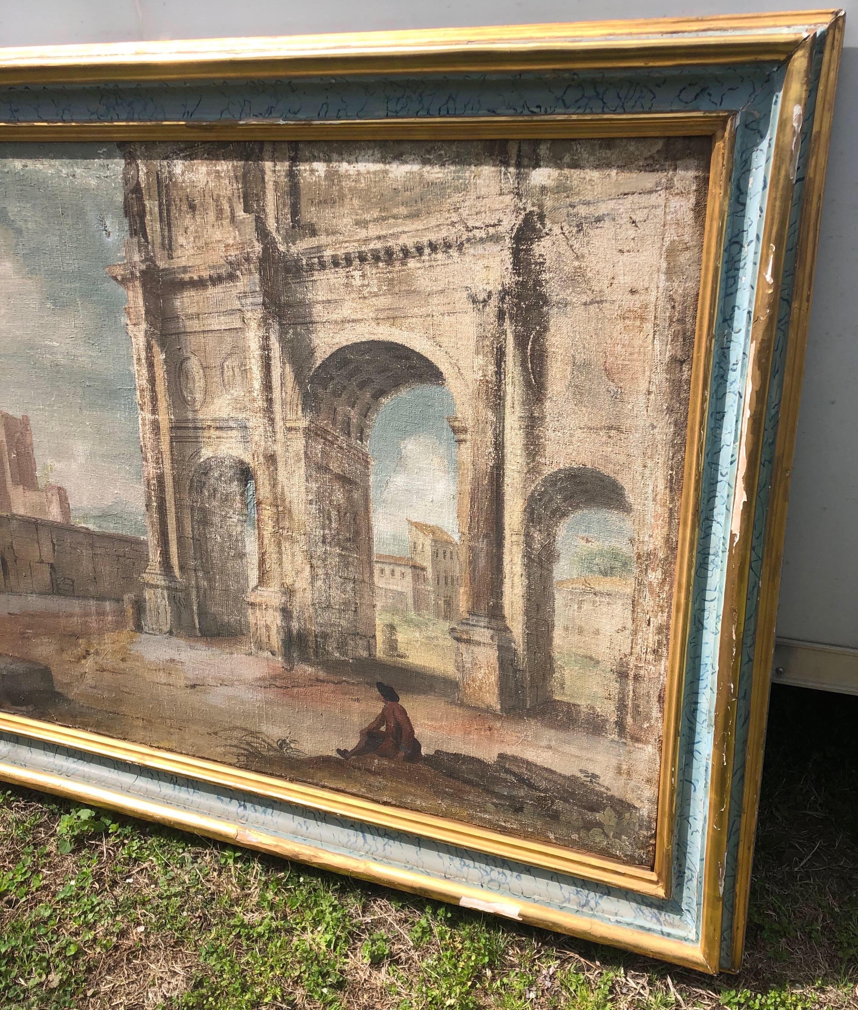 Pair of 18th Century Italian Paintings on Hand Woven Linen In Good Condition In Charleston, SC