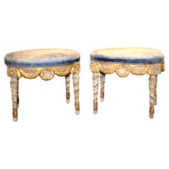 Pair of 18th Century Italian Piedmont Neoclassical Giltwood Stools