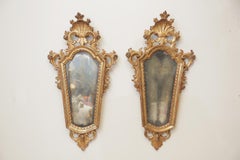 Pair of 18th Century Italian Rococo Giltwood Mirrors with Original Glass