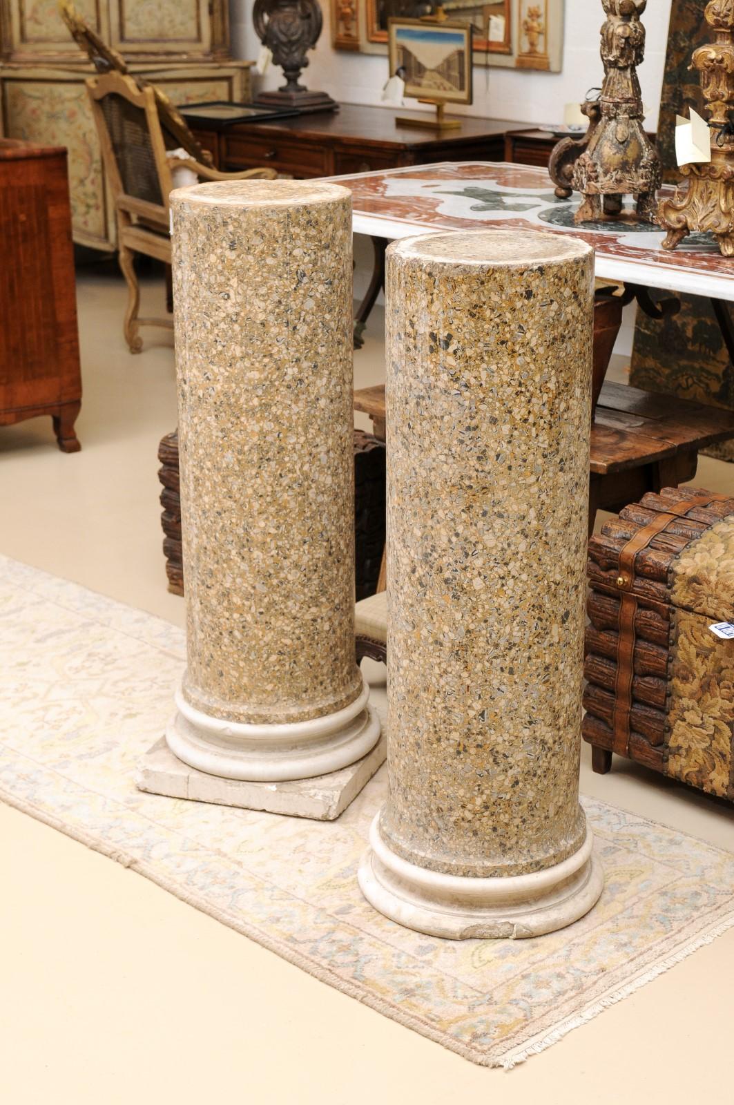 Pair of 18th Century Italian Scagliola Pedestals ca. 1780 In Good Condition In Atlanta, GA