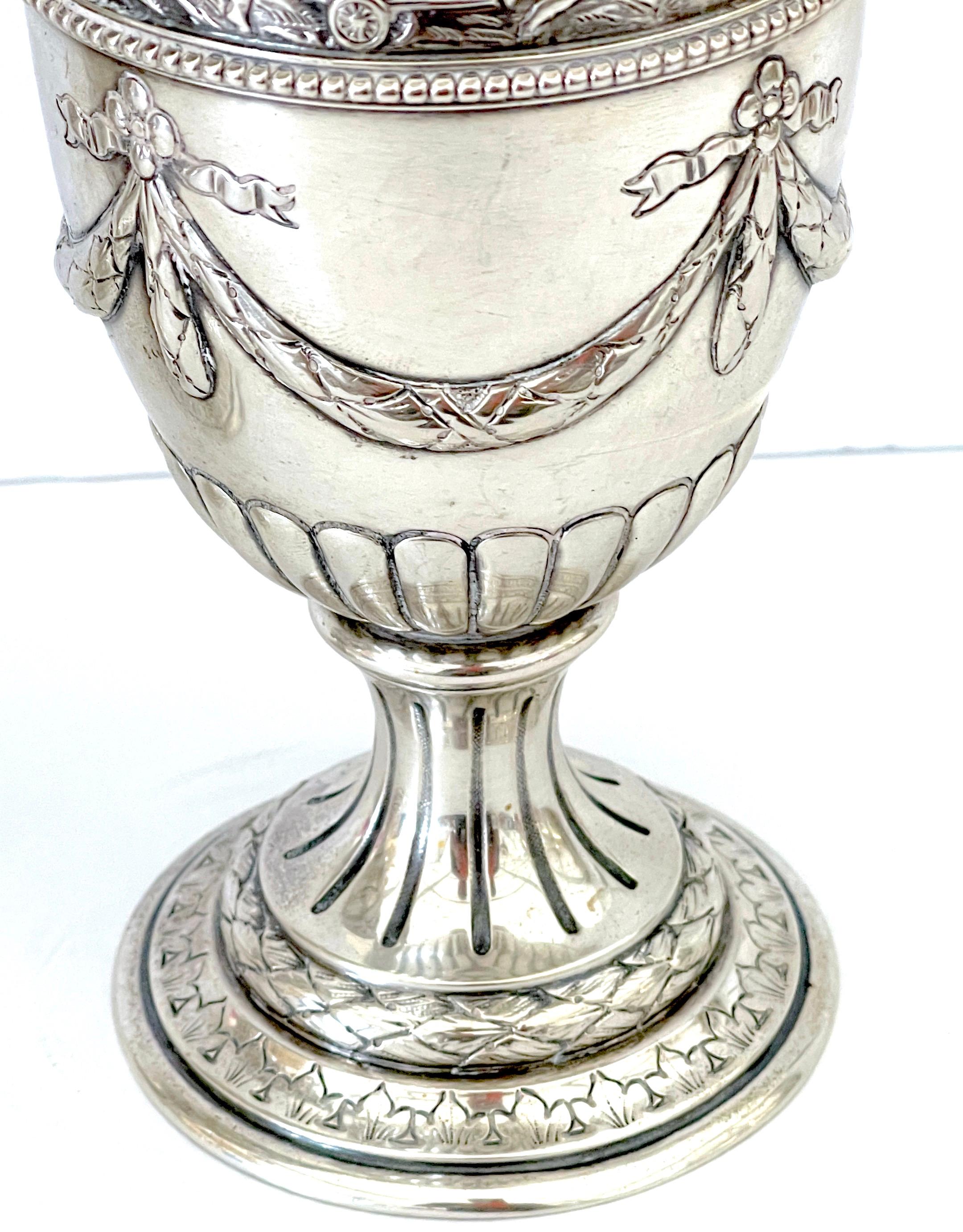 Pair of 18th Century Italian Silver Neoclassical Vases, In the Louis XVI Style  For Sale 8