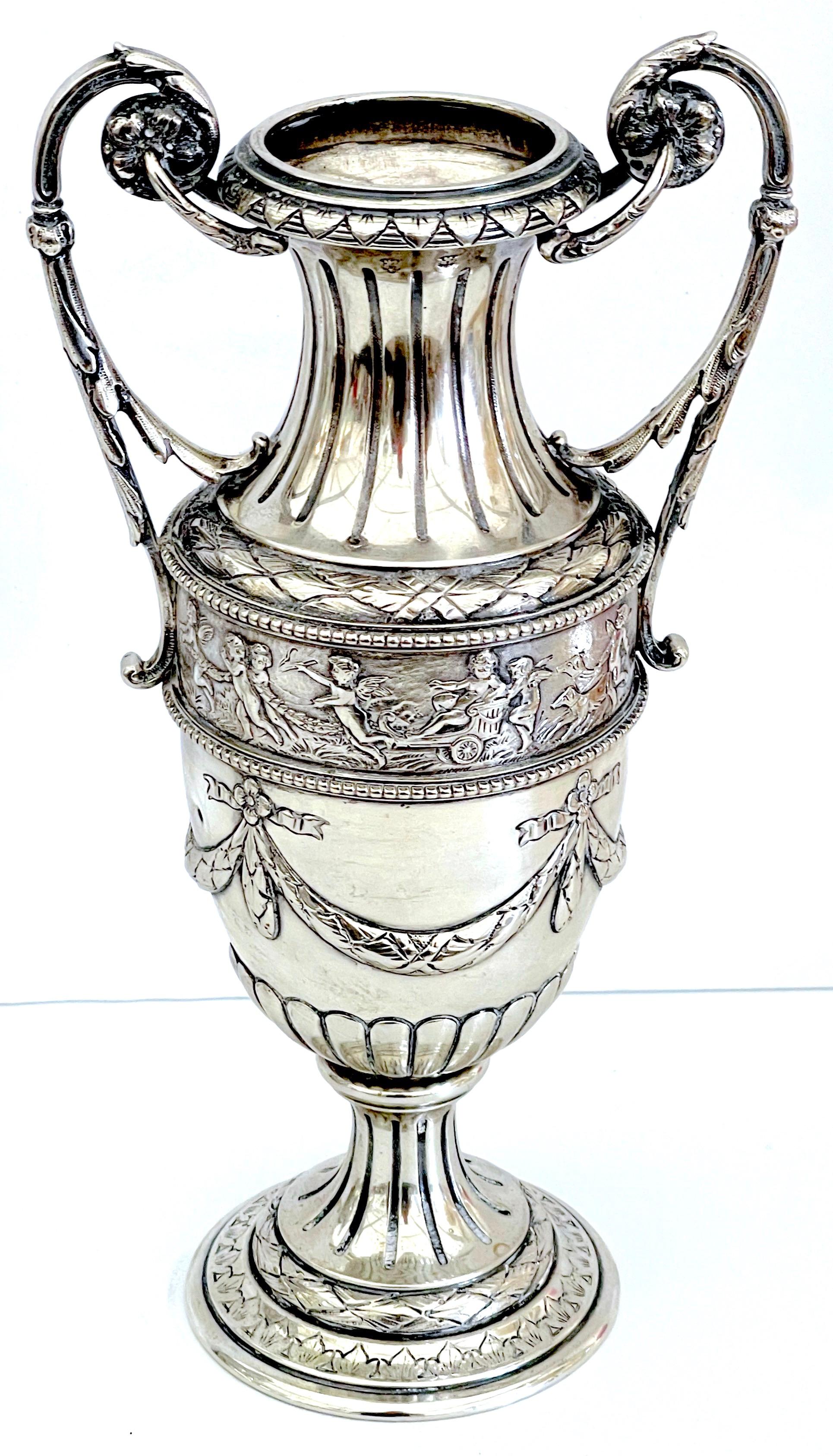 Pair of 18th Century Italian Silver Neoclassical Vases, In the Louis XVI Style  For Sale 2