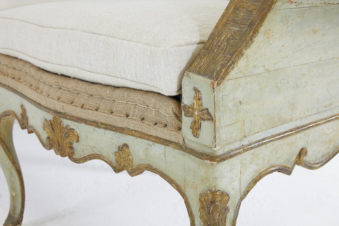 Pair of 18th Century Italian Sofas in Original Paint and Giltwood 1