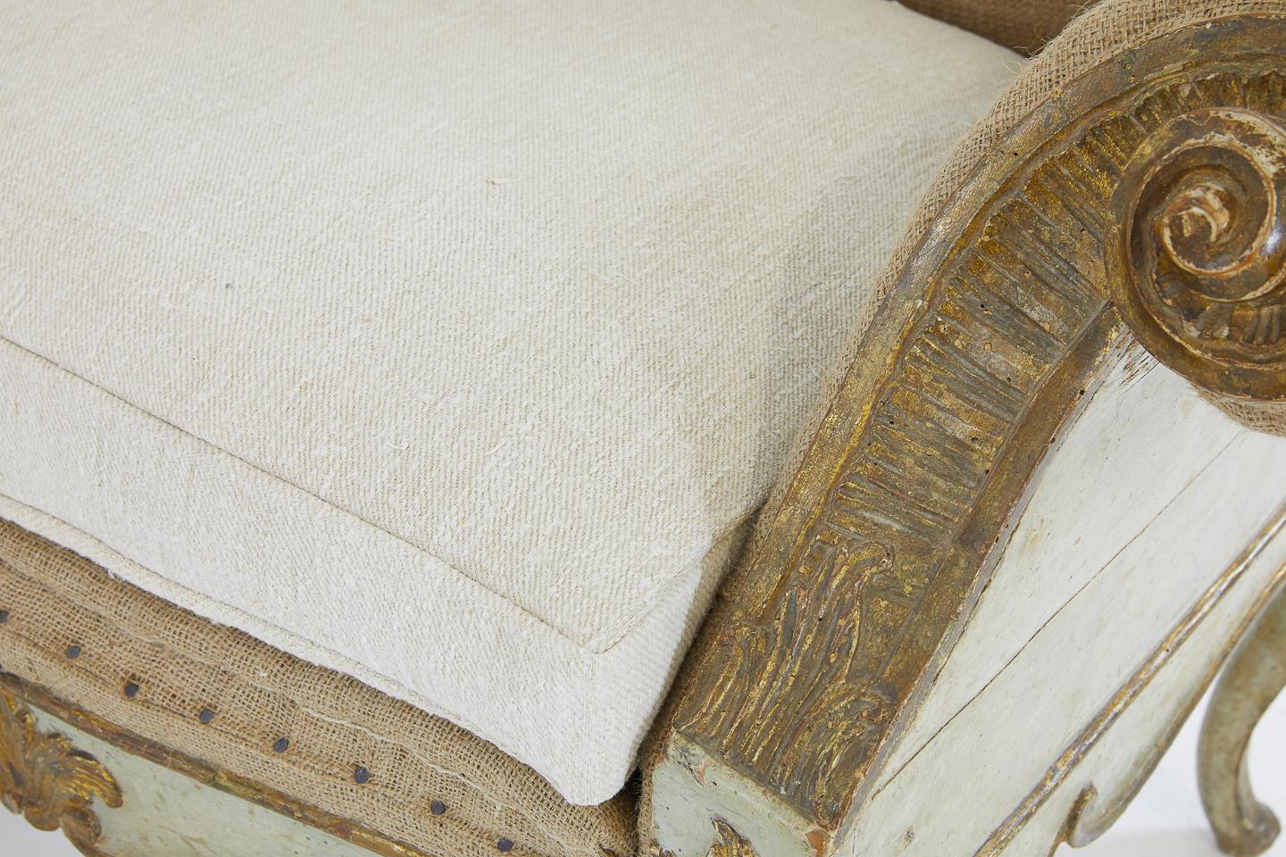 Pair of 18th Century Italian Sofas in Original Paint and Giltwood 3