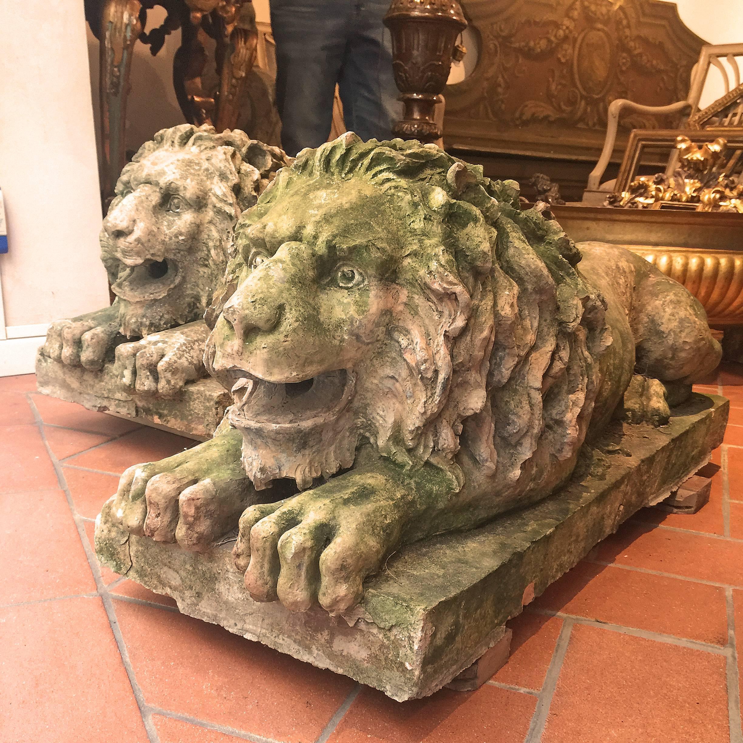 Pair of 18th Century Italian Terracotta Lion Sculptures available separately 4