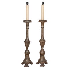 Pair of 18th Century Italian Torcheres as Lamps
