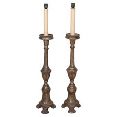 Pair of 18th Century Italian Torcheres as Lamps