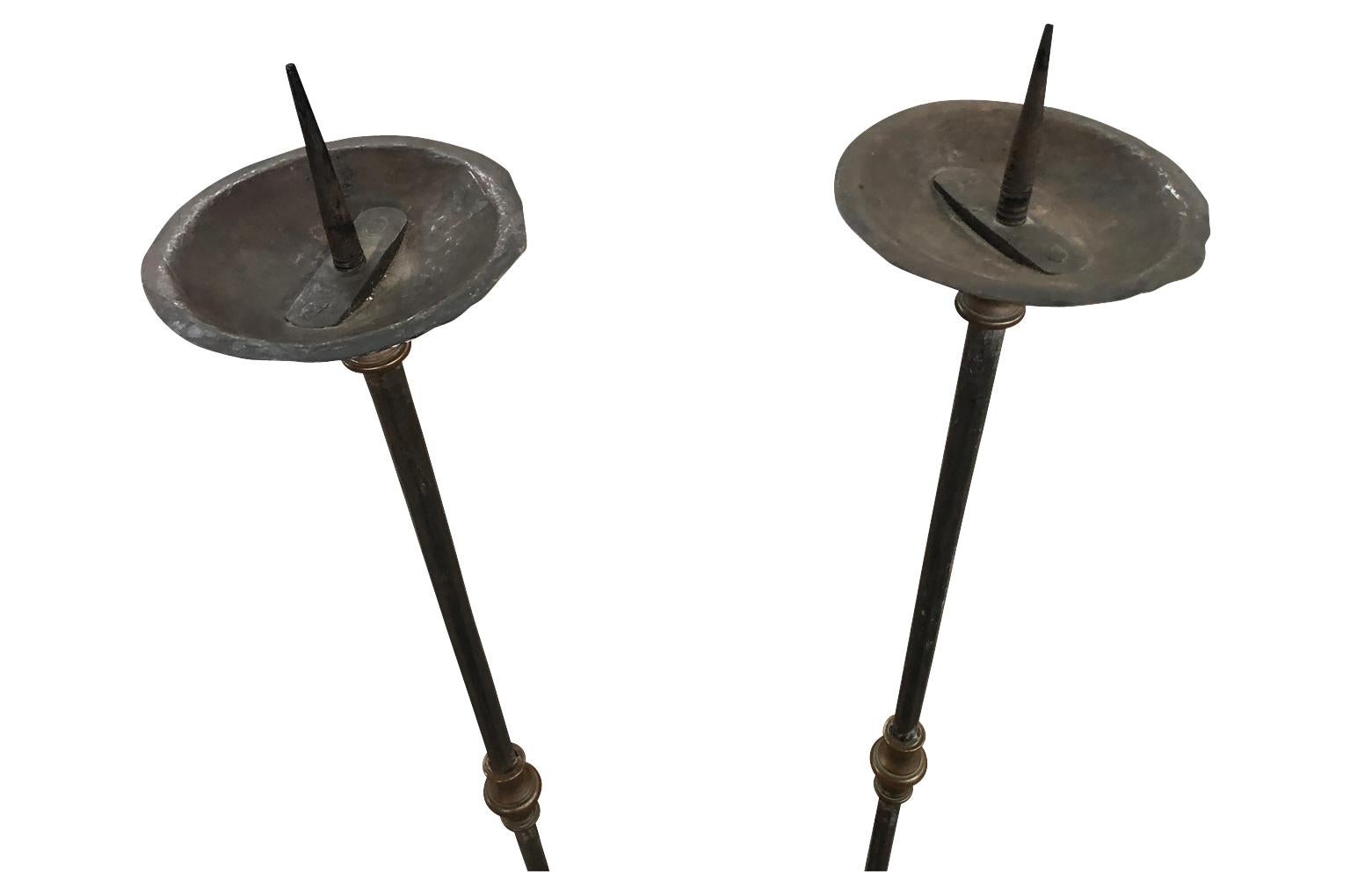 Bronze Pair of 18th Century Italian Torcheres