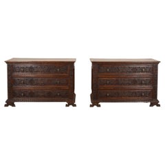 Pair of 18th Century Italian Tuscan Walnut Commodes