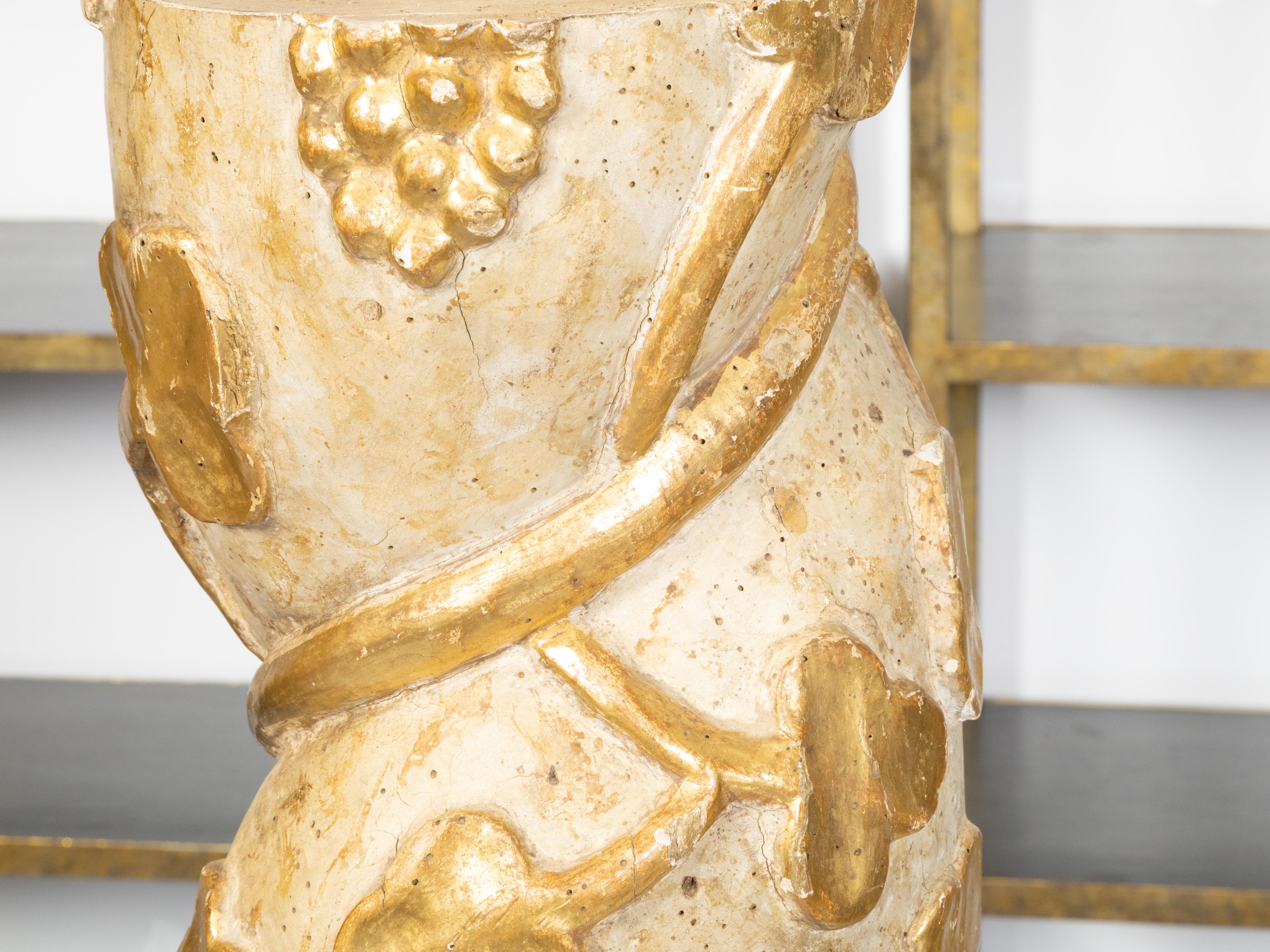 Paire de fragments de colonnes torsadées italiennes du 18ème siècle transformées en lampes de bureau en vente 1
