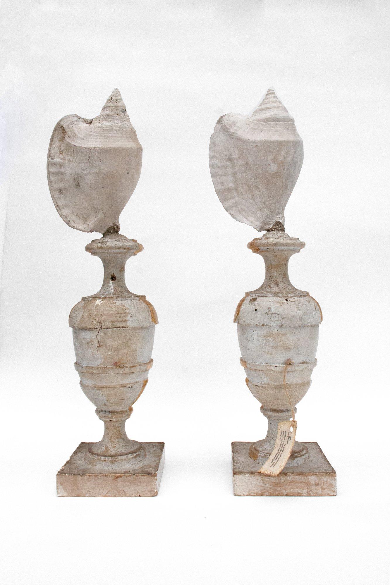 18th Century and Earlier Pair of 18th Century Italian Vases Decorated with Shells and Baroque Pearls For Sale