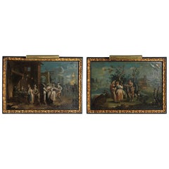Pair of 18th Century Italian Venetian Oil on Canvas Paintings