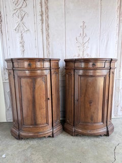 Pair of 18th Century Italian Walnut Corner Cabinets