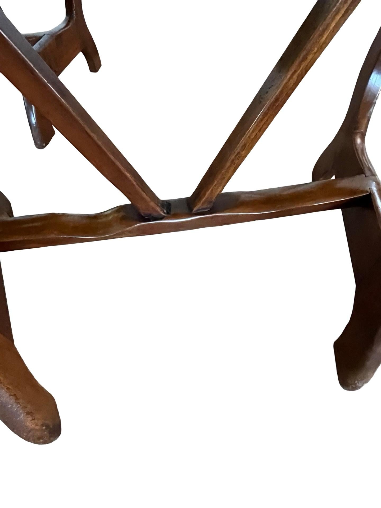 Pair of 18th Century Italian Walnut Demi Lune Consoles With Lyre Legs For Sale 7