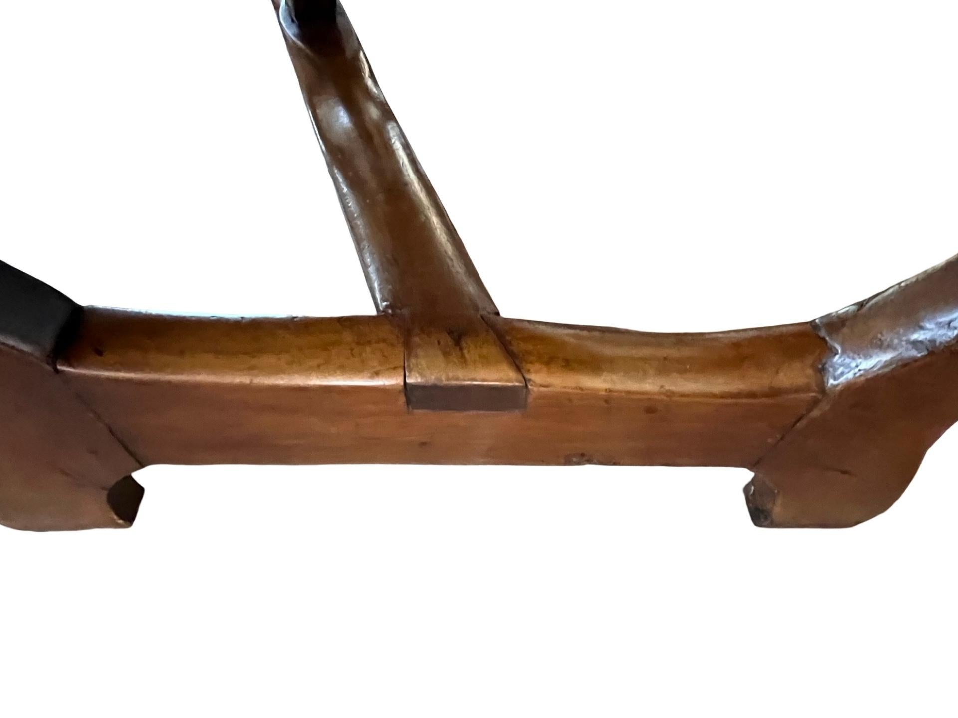 Pair of 18th Century Italian Walnut Demi Lune Consoles With Lyre Legs For Sale 9