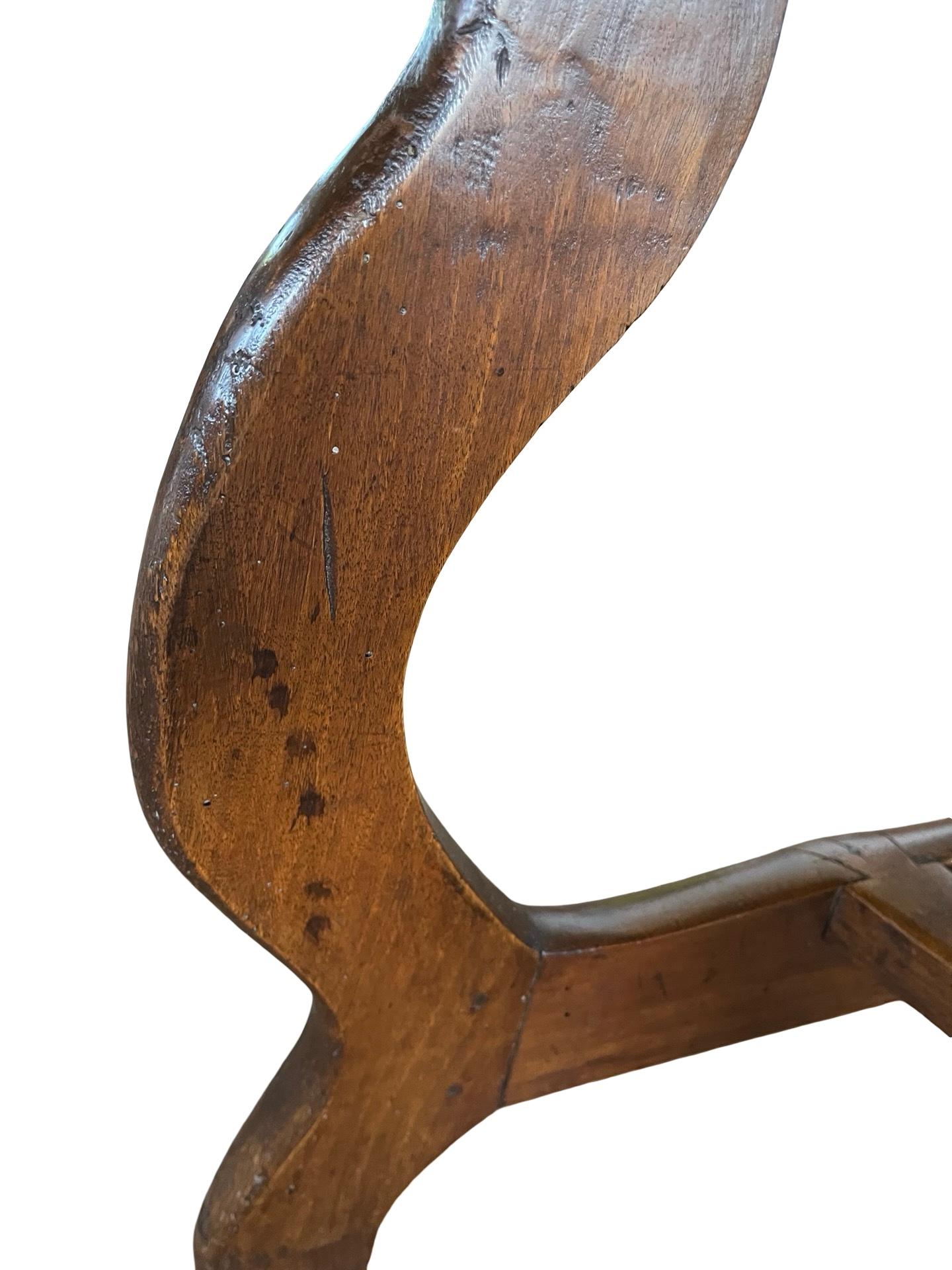 Pair of 18th Century Italian Walnut Demi Lune Consoles With Lyre Legs For Sale 11