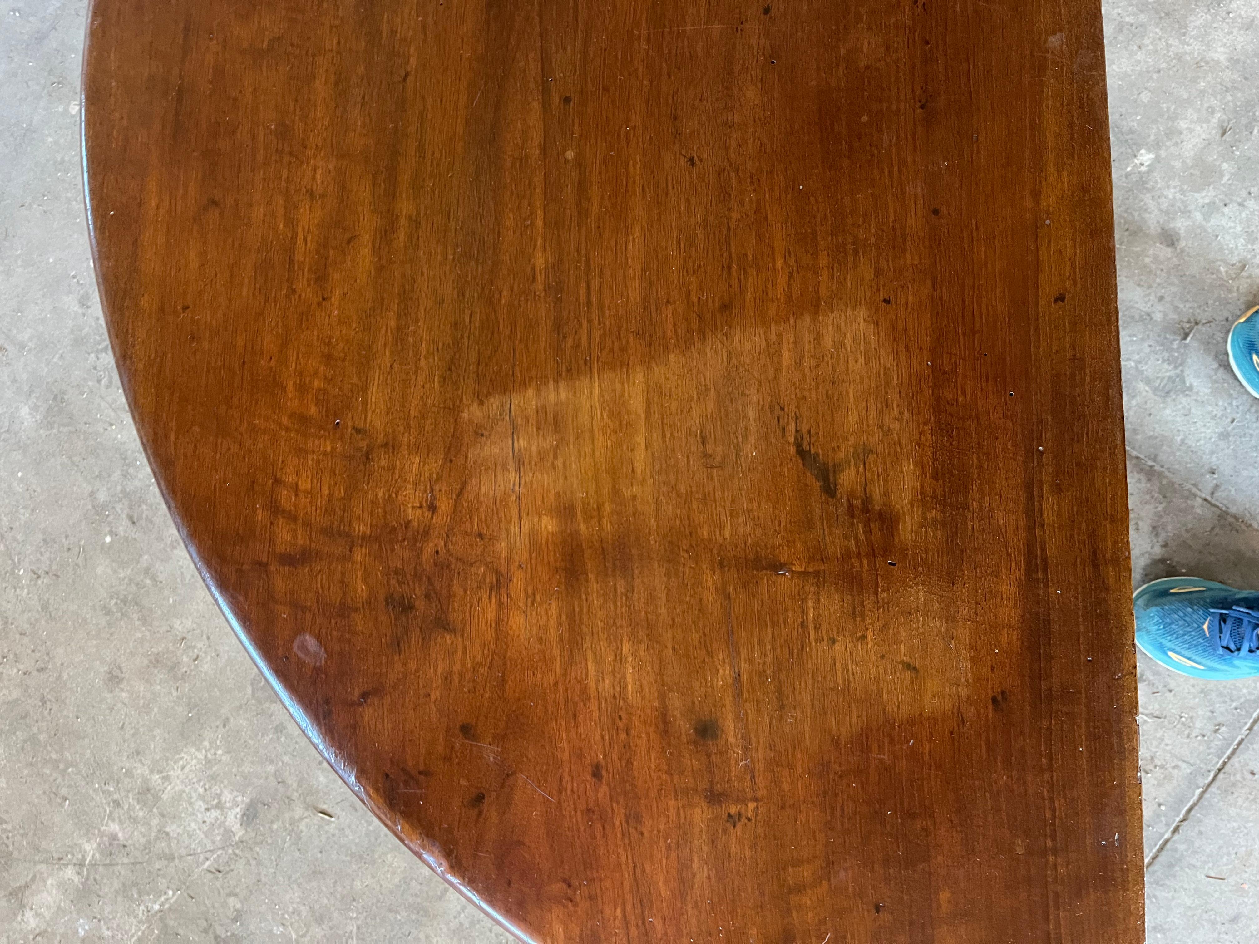 Pair of 18th Century Italian Walnut Demi Lune Consoles With Lyre Legs For Sale 15