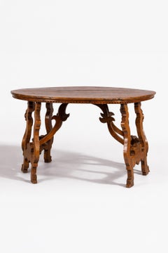 Pair of 18th Century Italian Walnut Demi-Lune 'Fratino' Console Tables