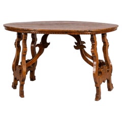 Pair of 18th Century Italian Walnut Demi-Lune 'Fratino' Console Tables