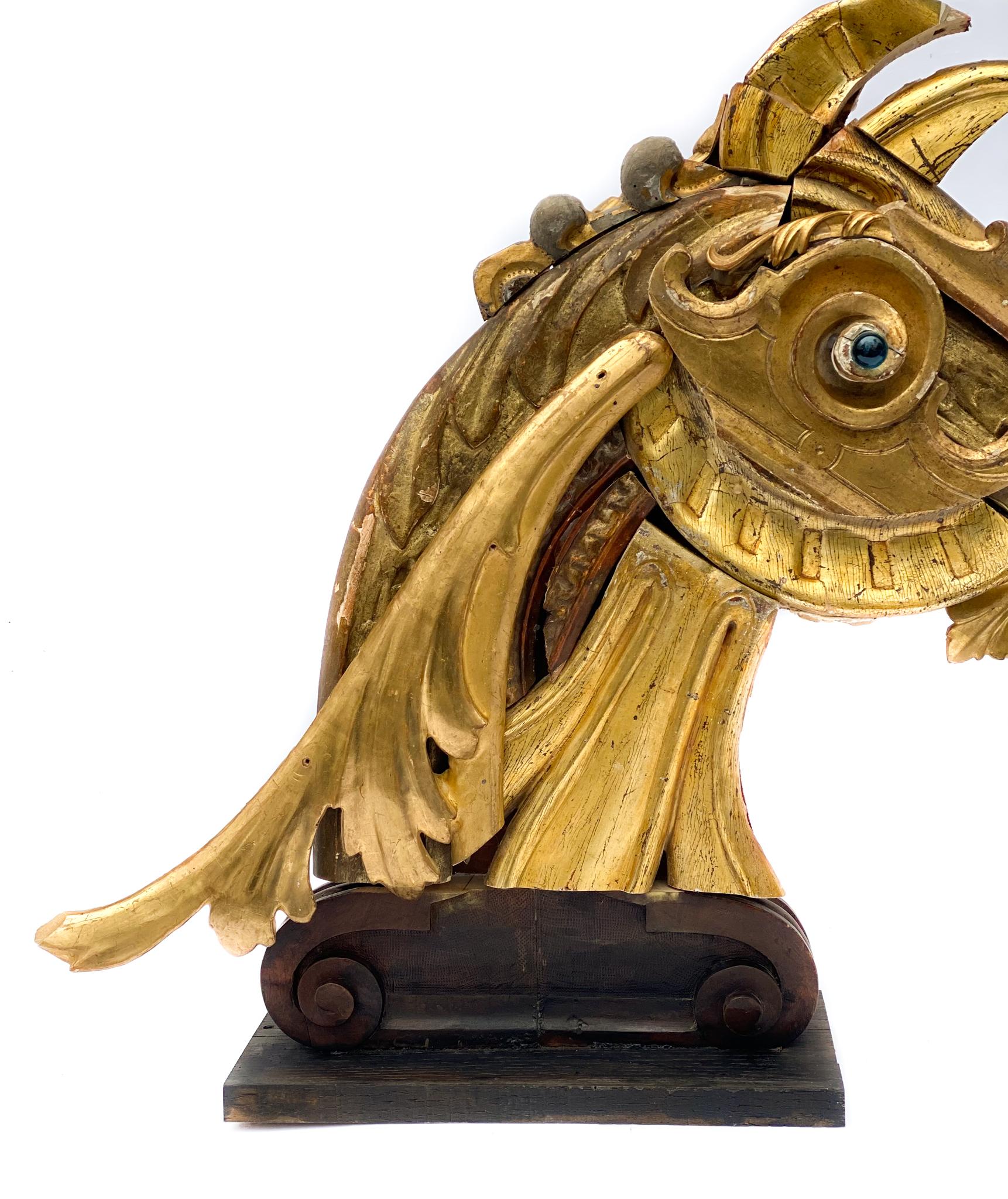 Pair of 18th Century Italian Water-Gilt Fragment Horse Head Sculptures For Sale 2