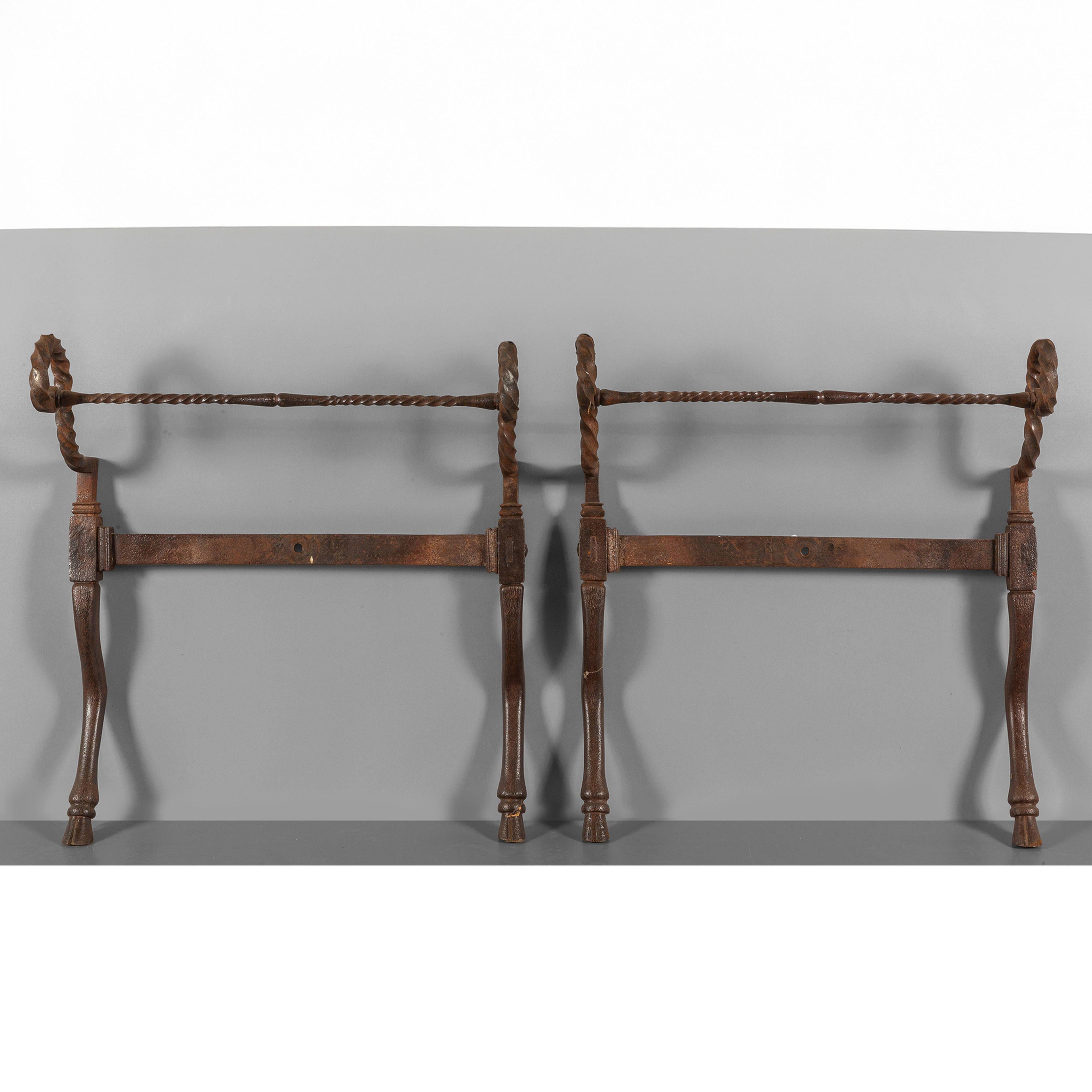 Baroque Pair of 18th Century Italian Wrought Iron Daybed ends. For Sale