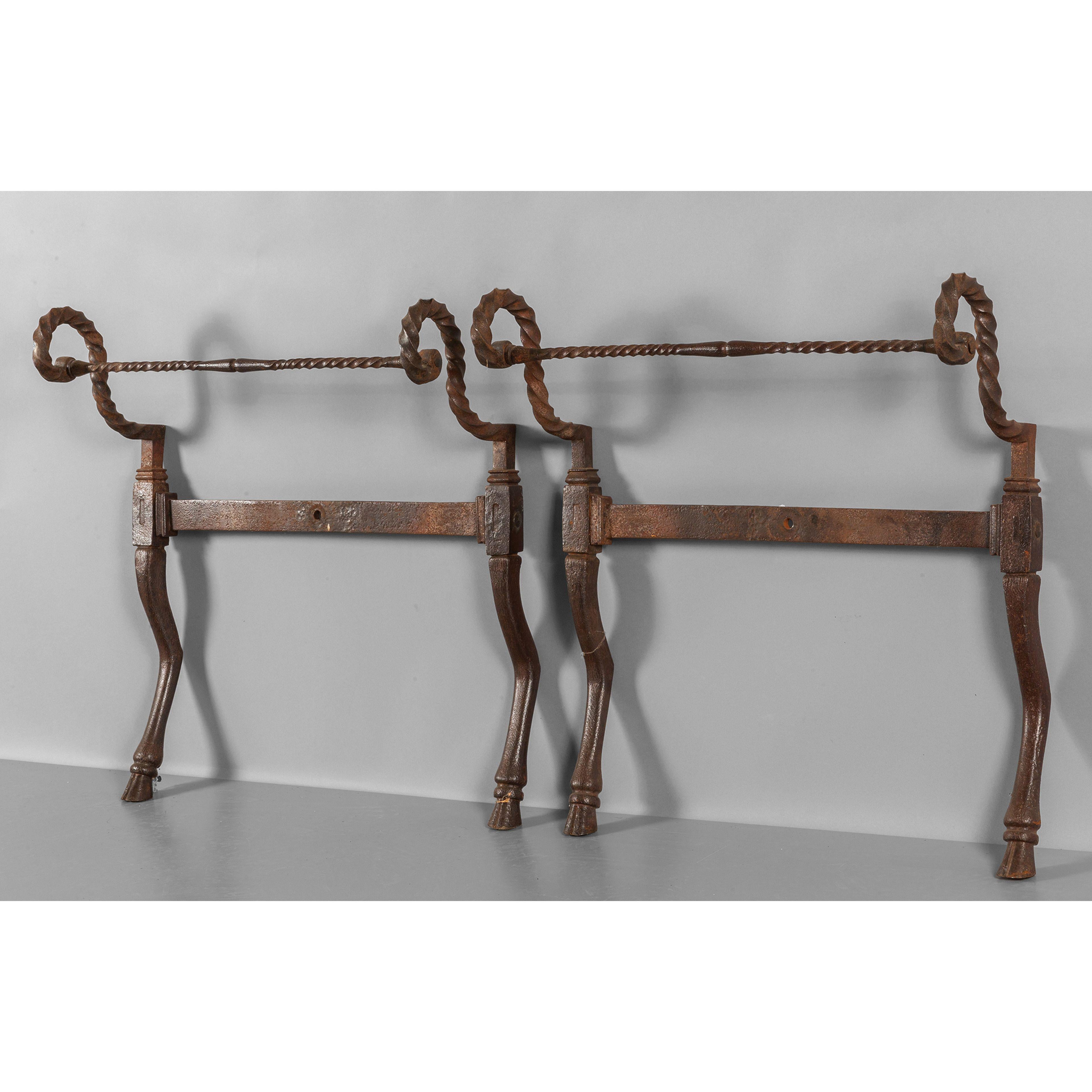 Pair of 18th Century Italian Wrought Iron Daybed ends. In Good Condition For Sale In London, GB