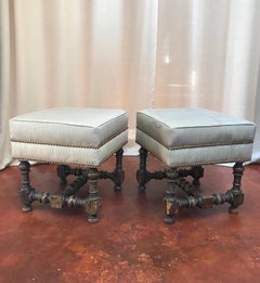 Pair of 18th Century Jacobean Walnut Stools