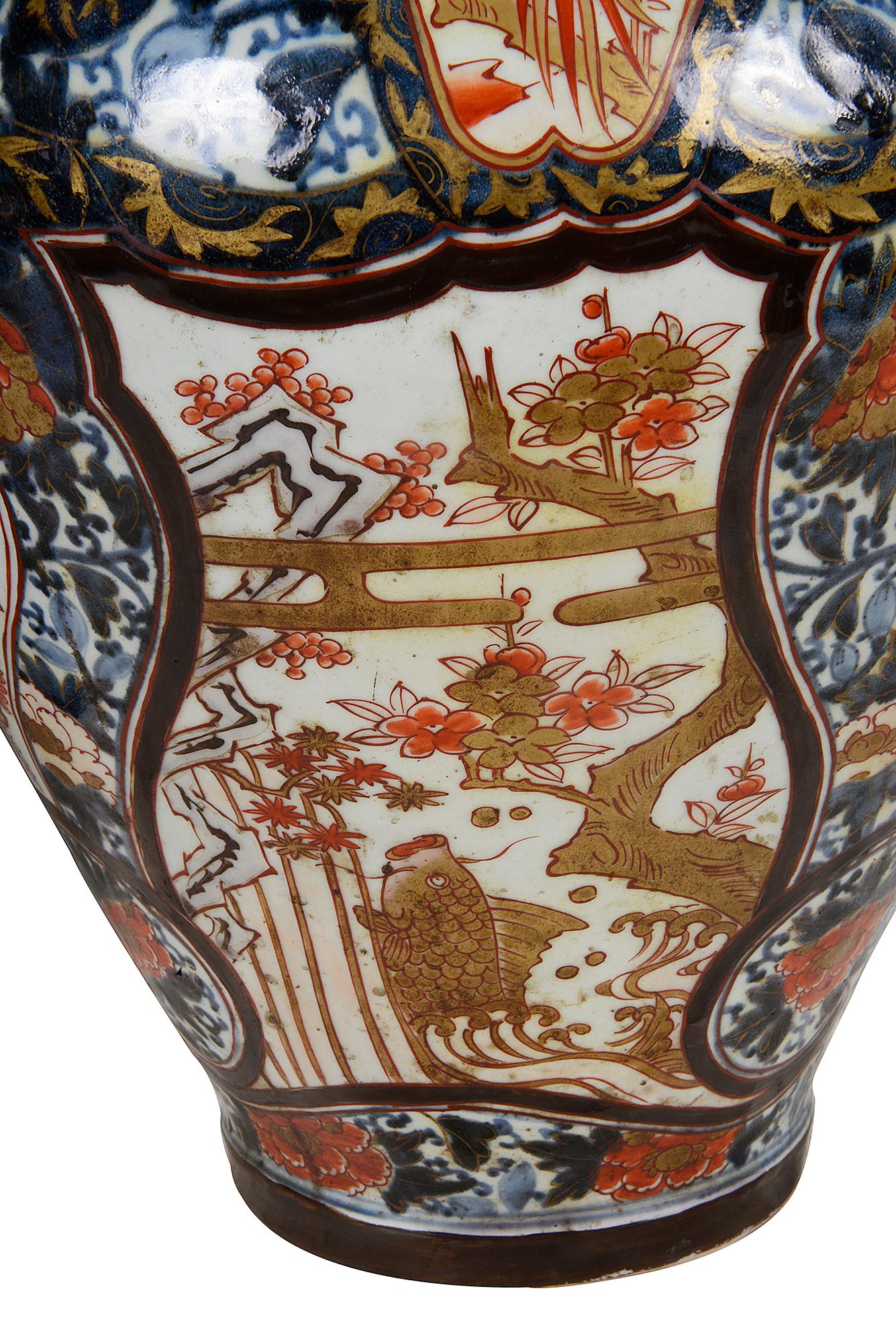 Pair of 18th Century Japanese Imari Lidded Vases For Sale 2