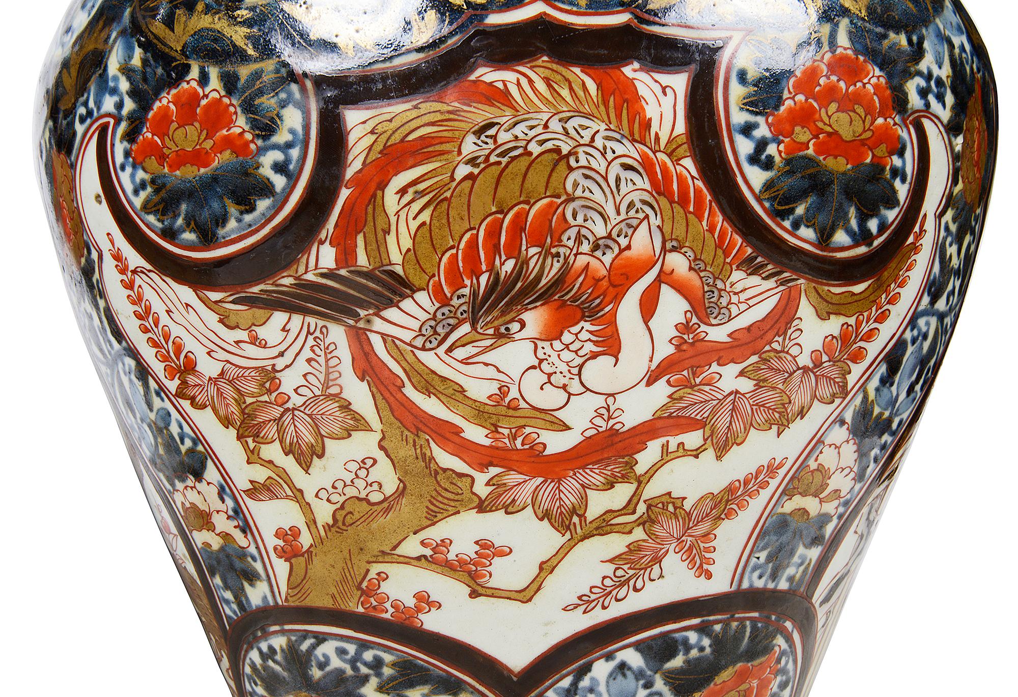 Pair of 18th Century Japanese Imari Lidded Vases For Sale 4