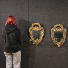 Pair of 18th Century Lacquered and Gold Wood Louis XV Style Italian Wall Lights