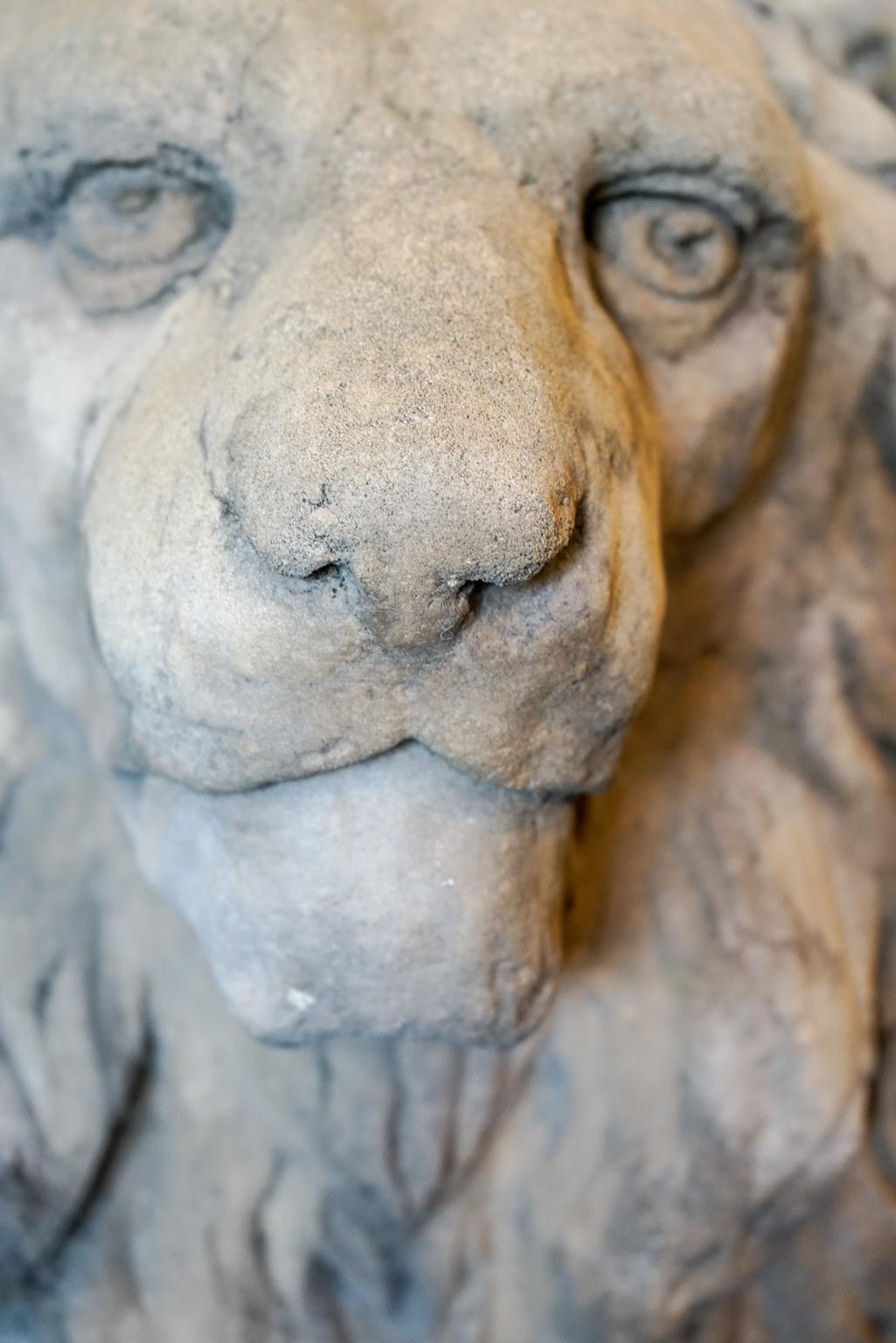 18th Century and Earlier Pair of 18th Century Limestone Lions For Sale