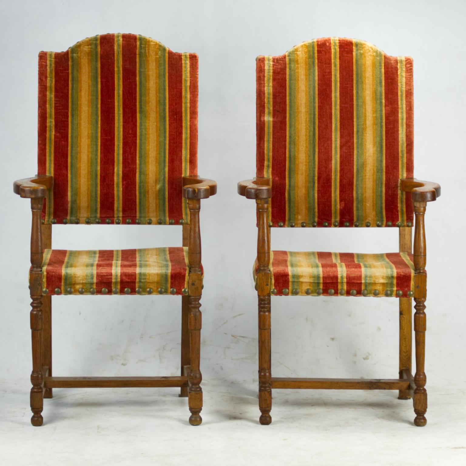 Pair of 18th century antique armchairs, upholstery is probably not original.
