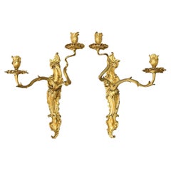 Pair of 18th Century Louis XV Brass Sconces