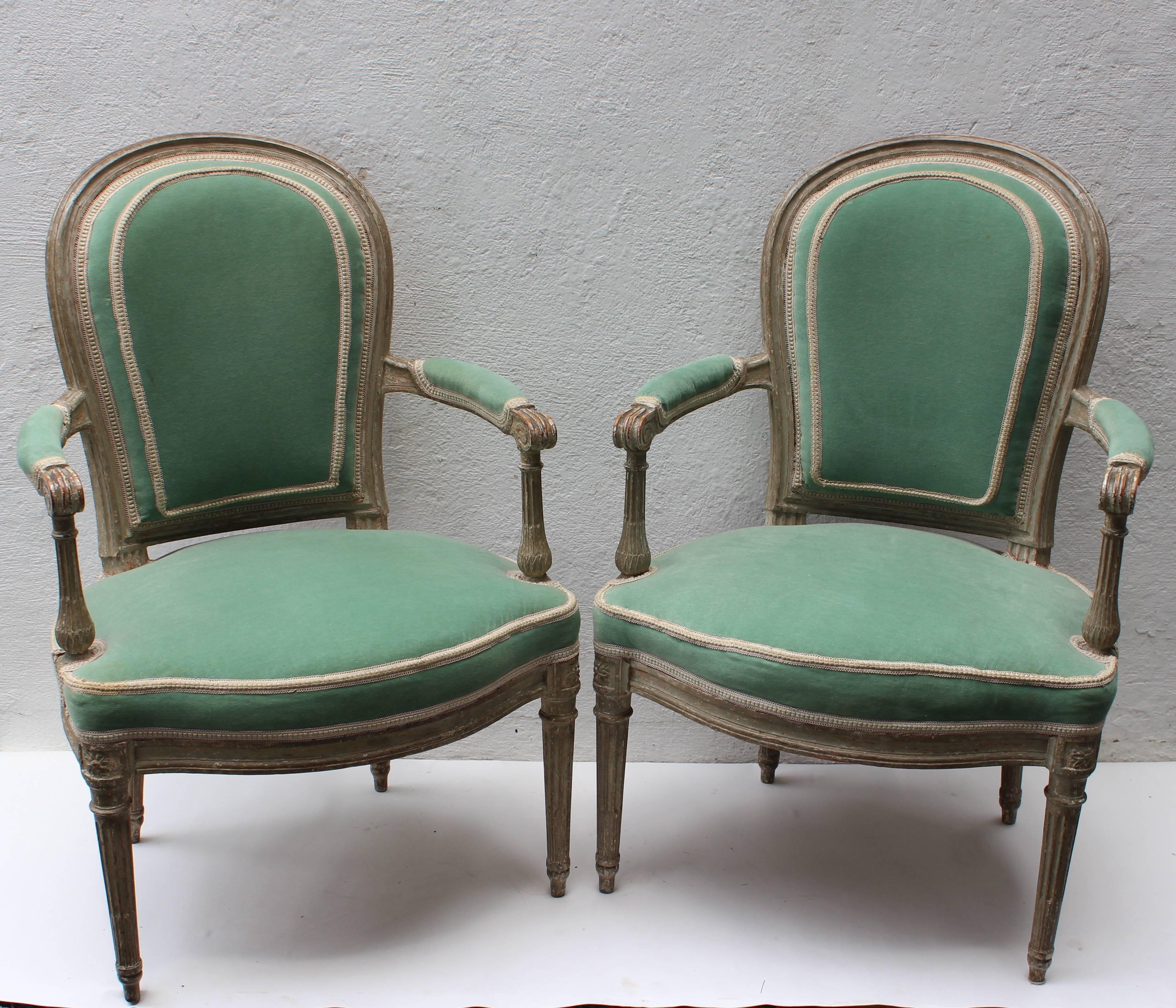 Pair of 18th Century Louis XVI Fauteuils Attributed to Georges Jacob For Sale 5