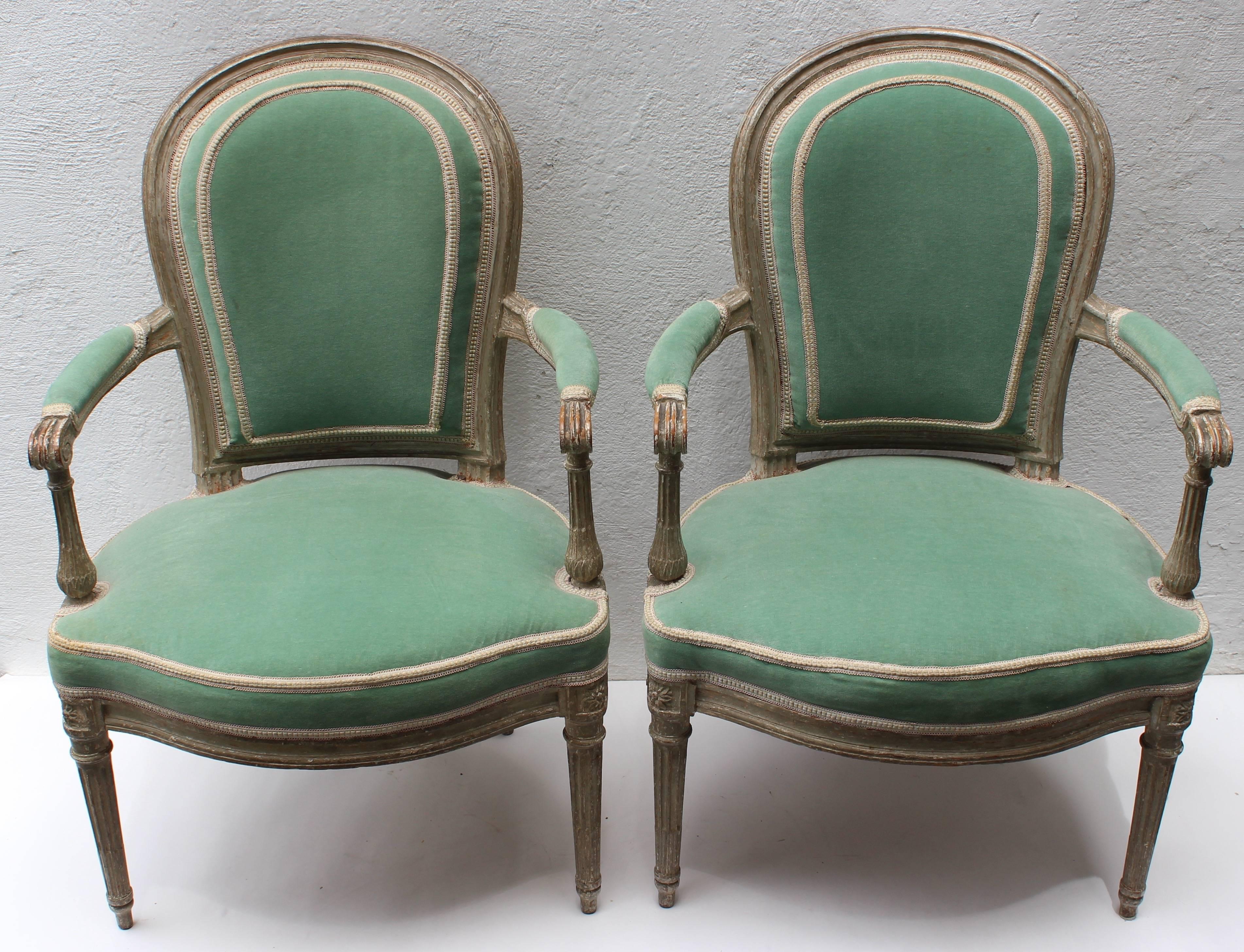 Pair of 18th Century Louis XVI Fauteuils Attributed to Georges Jacob In Excellent Condition For Sale In East Hampton, NY