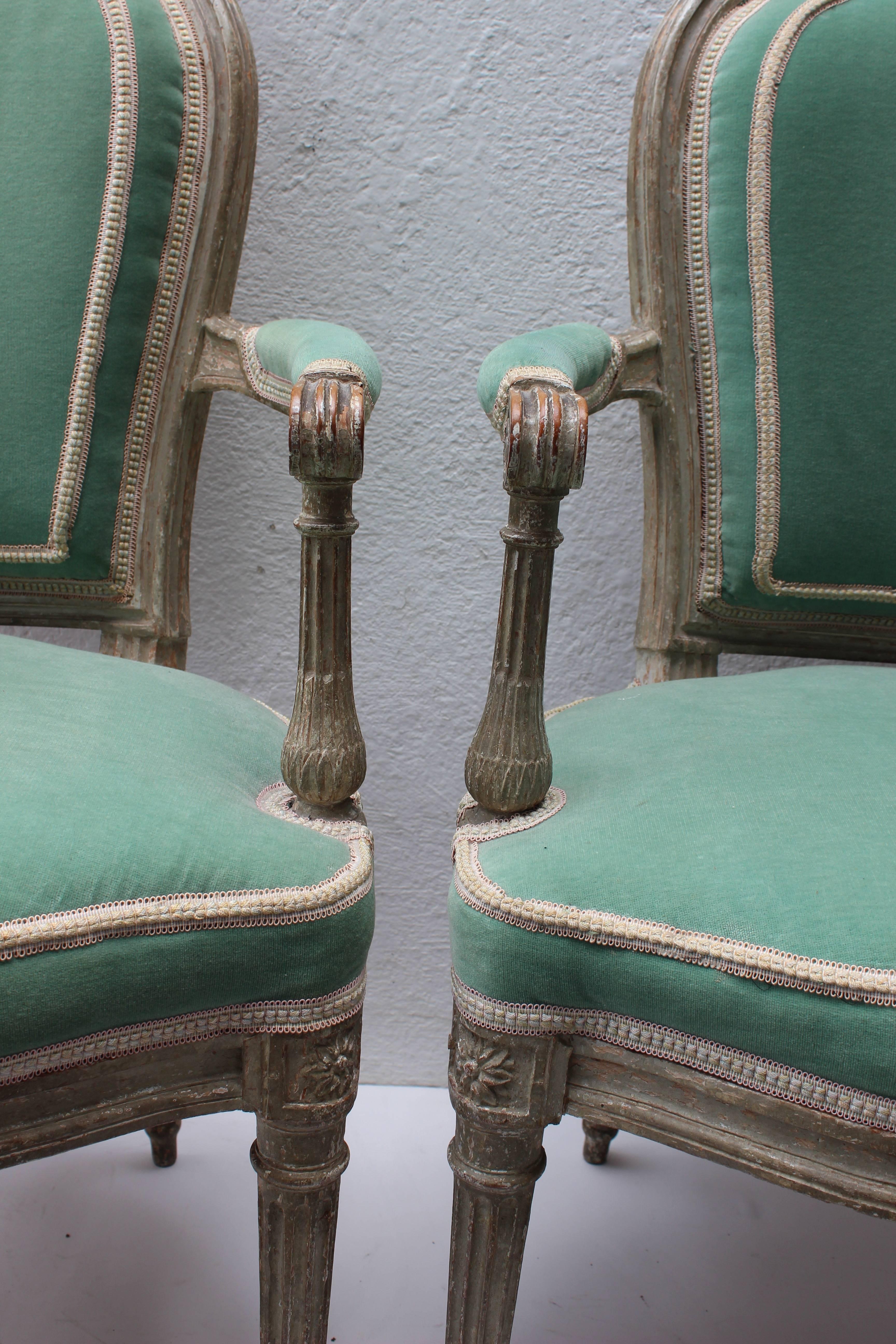 Pair of 18th Century Louis XVI Fauteuils Attributed to Georges Jacob For Sale 2