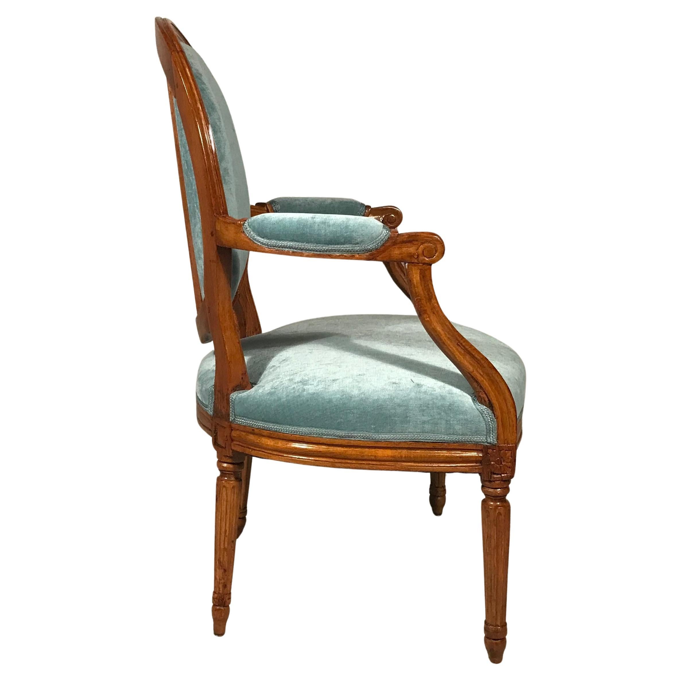 Hand-Carved Pair of 18th century Louis XVI Armchairs, Provincial France For Sale