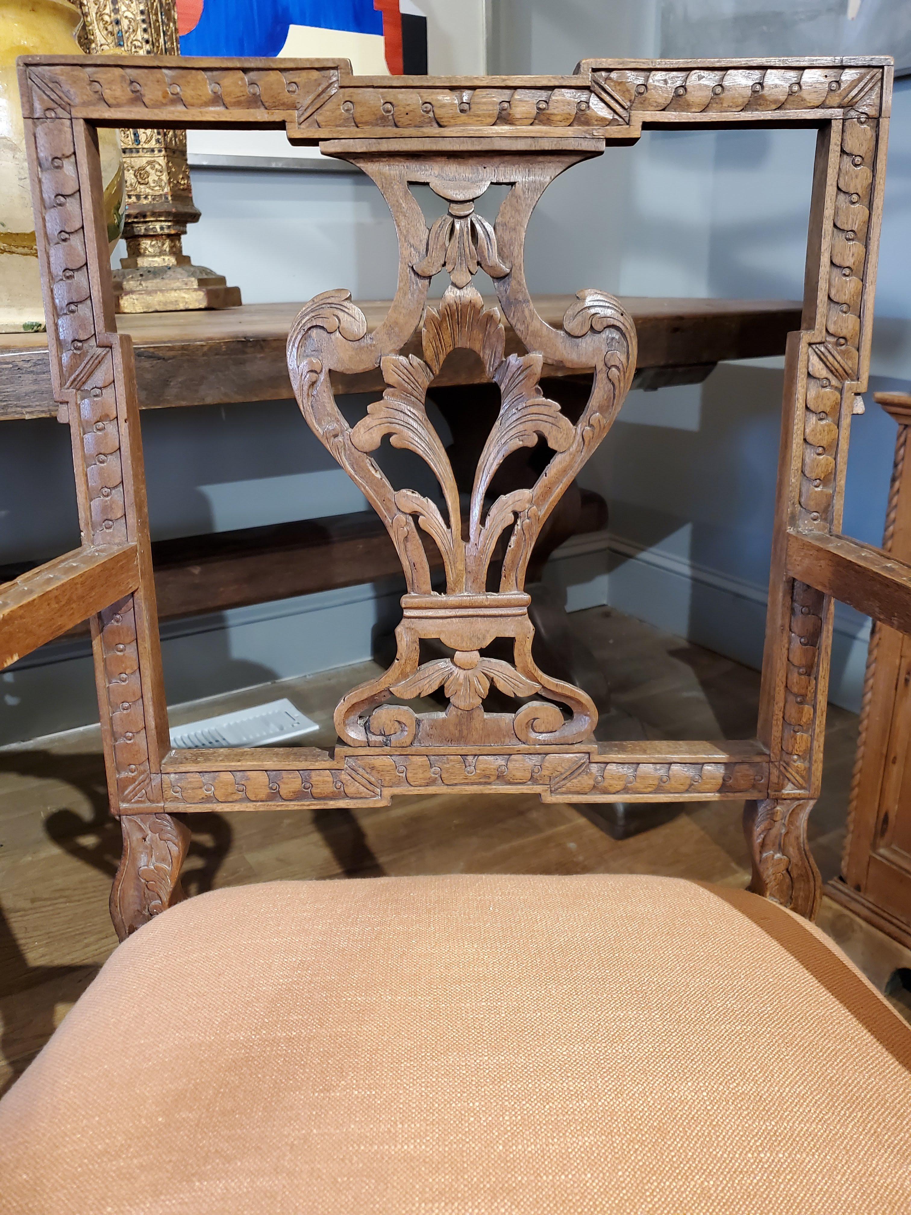 Pair of Late 18th Century Louis XVI French Provincial Walnut Armchairs 1