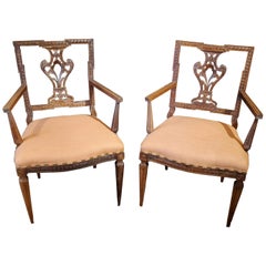 Pair of Late 18th Century Louis XVI French Provincial Walnut Armchairs