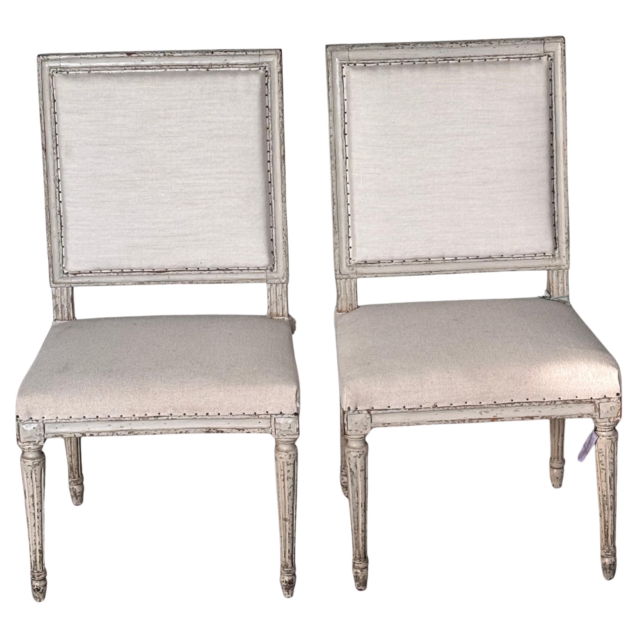 Pair of 18th Century Louis XVI Painted Chairs